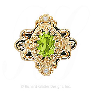 GS345 PD/PL - 14 Karat Gold Slide with Peridot center and Pearl accents 
